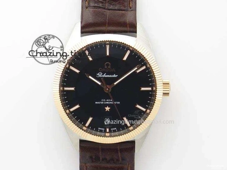 0104 De Ville Chronograph RG OMF 1:1 Best Edition Black Dial On Black Leather Strap A Sophisticated 8106